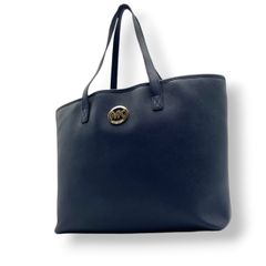 MichaelKors トートバッグ A4収納可 レザー ネイビー ゴールド金具