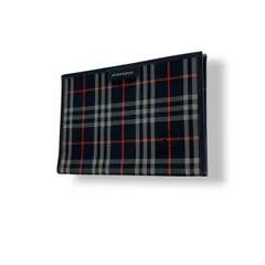 良品 バーバリー BURBERRY 二つ折り財布 札入れ 長財布 キャンバス レザー ネイビー 紺 ノバチェック ヴィンテージチェック メンズ レディース ユニセックス カジュアル ビジネス クラシック ビンテージ 上品 鞄 お出かけ ギフト 小物 M4