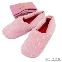 LOUIS VUITTON ルイヴィトン LV スリッパ ドリーミーライン ルームシューズ ベルベット 37 ピンク 保存袋 26k502-1のサムネイル