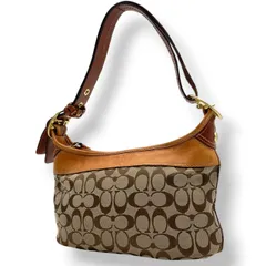 コーチ COACH トートバッグ ワンショルダー 肩掛け シグネチャー キャンバス レザー 本革 ベージュ ゴールド 11444 エルゴ プリーツ ホースアンドキャリッジ ヴィンテージ ビンテージ クラシック エレガント レディース 通勤 通学 S54