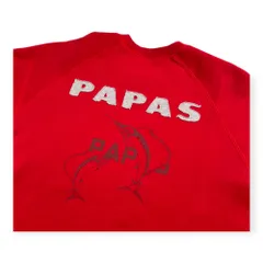 美品 Papas パパス ロゴワッペン プリント スウェット トレーナー シャツ サイズ 50 L /レッド/メンズ/日本製のサムネイル