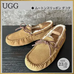 【ケア済/清潔なリユース靴】S772 UGG DAKOTA アグ ダコタ モカシン レディース 1107949 シープスキン ムートン ボア ファー スエード フラットシューズ ぺたんこ リボン もこもこあったか防寒保温性 通気性 チェスナットUS6/23cm