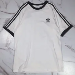 24SS adidas originals S/S リンガー Tシャツ オフホワイト×ブラック スリーストライプライン トレフォイルロゴ刺繍 XLのサムネイル