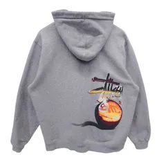STUSSY ステューシー 8 BALL パーカー L グレー エイトボール フーディー 裏起毛 ビッグロゴ ストリート スケーター オールドステューシー スウェットパーカー USA 人気 定番 灰色 バックプリント プルオーバー  古着 00s
