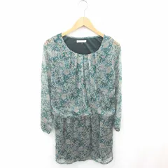 プロポーション ボディドレッシング PROPORTION BODY DRESSING ワンピース 膝下丈 丸首 プルオーバー 総柄 薄手 長袖 3 緑 グリーン /TT29