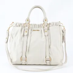 美品 ミュウミュウ ヴィッテロリュクス レザー 2WAY ショルダーバッグ 斜め掛け ハンド トート A4 レディース RUE EB39-4【中古】