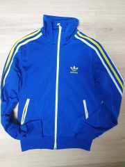  アディダス　トラックジャケット ブルー✕山吹　復刻モデル M adidas アディダス トラックジャケット ブルー✕山吹 復刻モデル M
