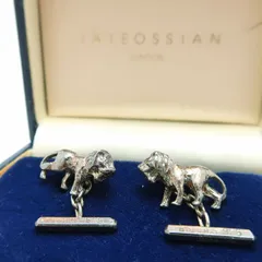 TATEOSSIAN カフリンクス チェーン式 ライオンモチーフ シルバー 925 箱 ヴィンテージ カフスボタン タテオシアン ◆送料込み◆質屋-12026のサムネイル