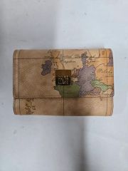 新品】プリマクラッセ 三つ折り財布 地図柄 ブラック コンパクト財布