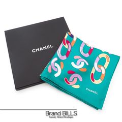 未使用品 CHANEL シャネル チェーン柄 スカーフ ココマーク 正方形