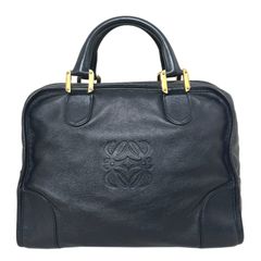 2604-6｜美品｜ロエベ ハンドバッグ レザー ブラック アナグラム 