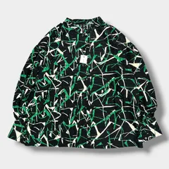 Sum1 Style 総柄ブラウス 長袖 幾何学柄 グリーン ブラック フリーサイズ タグ付き モード レディースのサムネイル