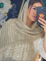 アクセサリー レディース スカーフ 1個 女性用 春 スパンコール メッシュ装飾ヘッドスカーフ、フェスティバル 祝祭 ヘッドラップ ベール ヒジャブ