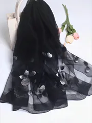 アクセサリー レディース スカーフ 杭州刺繍入り真綿シルクスカーフ、春夏秋に薄くて軽い、母親、女性、淑女への贈り物に最適、エレガントなバンダナ、ヘアバンド、ヘッドバンド、いつでも上品な見た目に
