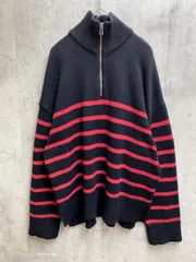 ZARA ザラ ボーダー ハーフジップ プルオーバー ニット セーター sizeS/黒ｘ赤 ◇■レディース