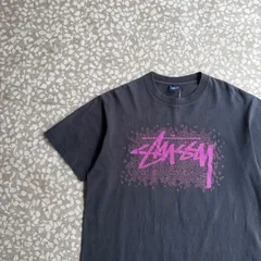 STUSSY / 00’s Design T-shirt size M オールドステューシー　プリントTシャツ　ストリート　フェード　花　グラフィック　アート　sk8 ユニセックス　半袖Tシャツ ネイビー