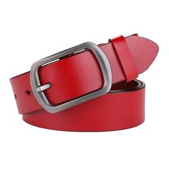 [신품] [A'sTool] 벨트 가죽 굵은 여성 폭넓은 여성 벨트 캐주얼 정장 포멀 데님 여성 패션 가죽 폭 두꺼운 가죽 어린이 어린이 남녀 겸용 실버 버클 길이 105cm 블랙 (레드, 0