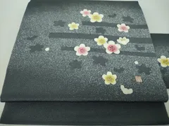 平和屋着物●人間国宝・羽田登喜男　九寸名古屋帯　舞梅　鬼しぼ縮緬　正絹　逸品　DABE5324psのサムネイル