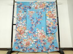 水色振袖□7点セット振袖161.5cm成人式ターコイズブルーTB35 - メルカリ