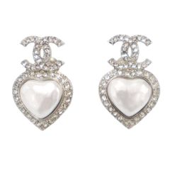 CHANEL ココマーク ハート パール ラインストーン ピアス - メルカリ