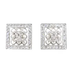 CHANEL シャネル 2024年 ココマーク スクエアパールピアス  シルバー
