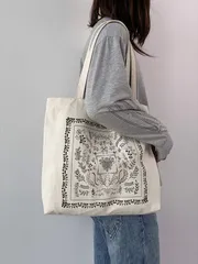 バッグ レディース トートバッグ 植物柄 ショッパーバッグ、トレンディーな大型トートバッグ、秋のおしゃれアイデア入り