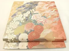 平和屋本店▼六通柄袋帯　唐織　道長に連山　24金箔　九百錦　正絹　逸品　CABH4646vp