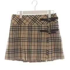 バーバリー ロンドン BURBERRY LONDON ブルーレーベル ノバチェック プリーツスカート ミニ ウール 38 ベージュ FLF29-582-43 /AN59 ■ECD004