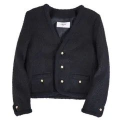 極美品 セリーヌ CELINE ジャケット ノーカラー カシミヤ ウール ツイーのサムネイル
