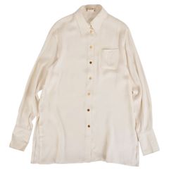 美品♡エルメス シルク100% ピンタック ブラウス シャツ チェーン柄 38