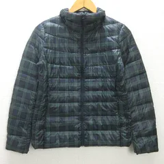 g■ユニクロ/UNIQLO ウルトラライトダウンジャケット/チェック柄【M】緑紺/LADIES/L103【中古】■