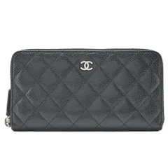 CHANEL シャネル 　マトラッセ　 ラウンド長財布 　キャビアスキン　黒（シルバー金具）レディースウォレット 財布   【中古】【送料無料】のサムネイル