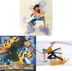 【中古】フィギュア 全3種セット 「ワンピース」 連携技フィギュア～ゴムゴムの悪魔風三刀流羊肉JET六百煩悩攻城砲～