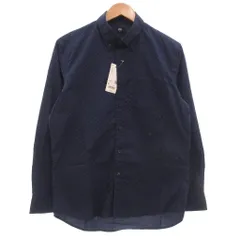 ユニクロ UNIQLO タグ付き EFCブロード プリント シャツ 長袖 ドット M ネイビー /MG
