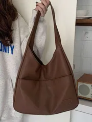 バッグ レディース ショルダーバッグ 新しいファッションビンテージコミューターPUソリッドカラーウィメンズショルダーバッグ、小さくて多目的なシンプルなソリッドカラーハンドバッグ