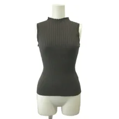 アルマーニ コレツィオーニ ARMANI COLLEZIONI タンクトップ ウール L チャコールグレー リブ編み フリルネック ノースリーブ /NP ■GY99のサムネイル