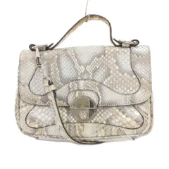ジョルジオアルマーニ GIORGIO ARMANI 2WAY ハンドバッグ ショルダー パイソンレザー フラップ開閉 シルバーカラー /JS ■GY06のサムネイル