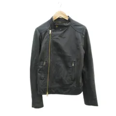 スピック＆スパン ノーブル Spick&Span Noble ライダースジャケット レザージャケット 革ジャン シングル ミドル丈 38 黒 ブラック ダブルジップ /MA14 ■ECA001のサムネイル