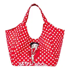 Betty Boop　ベティちゃん　トートバッグ　大容量　水玉　レッド　ドット柄　赤　ベティブープ　マイバック　エコバッグ　買い物バッグ　可愛い　アメコミ　キャラクター　レトロ　ギフト　プレゼント　海外製品のサムネイル
