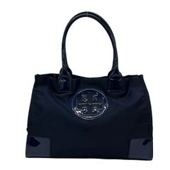 Tory Burch トリバーチブラック トートバッグ☆ナイロン×エナメル 