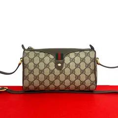 ほぼ未使用 GUCCI グッチ オールドグッチ シェリーライン GG ロゴ 金具 レザー 本革 ショルダーバッグ ポシェット ブラウン 10422