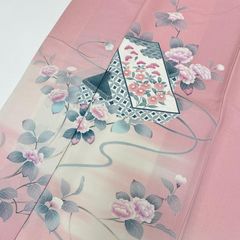 D781 夏着物 訪問着 花模様 絽 ポリエステル 洗える着物 - メルカリ