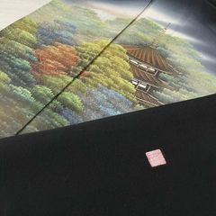 D736 黒留袖 さが美 金彩銀彩 風景 正絹 着物 袷 未使用極美品 - メルカリ