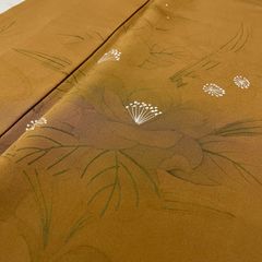 訪問着 鳳凰 花文様 抹茶色 黄土色 金彩 - メルカリ