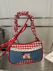 バッグ レディース ショルダーバッグ 1個 レッド ナイロン 滑らかな ジッパー ひも付き ボタンデコレーション ファッション カジュアル 夏 新作 ユニークなクロスボディバッグ、女性の日常使いに適しています