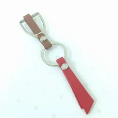 ロンシャン キーホルダー あぶみモチーフ キーリング レザー ブラウン レッドのサムネイル