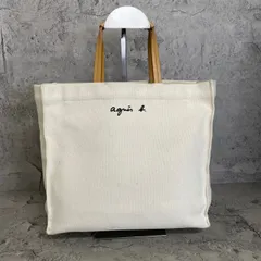 良品　agnes b.　アニエスベー　ハンドバッグ　トートバッグ　ロゴ　キャンバス　アイボリーのサムネイル