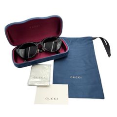 GUCCI ブラックオーバルサングラス ケース付き GG1662SA - メルカリ