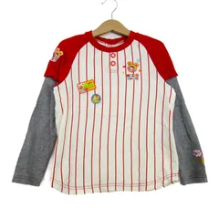 メゾピアノ 長袖Ｔシャツ コットン ブランド トップス 白 赤 キッズ 女の子用 130サイズ ホワイト×レッド Mezzo Piano 【中古】