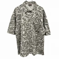【中古】[印象AB] GRAMICCI グラミチ シャツ 古着 ボックスカット 胸ポケット付き レギュラーカラー 夏 ショートスリーブ 総柄 5分袖 インド製 綿100% M (MD) グレー グレー×ライトブルーグリーン系 灰×青緑系 メンズのサムネイル